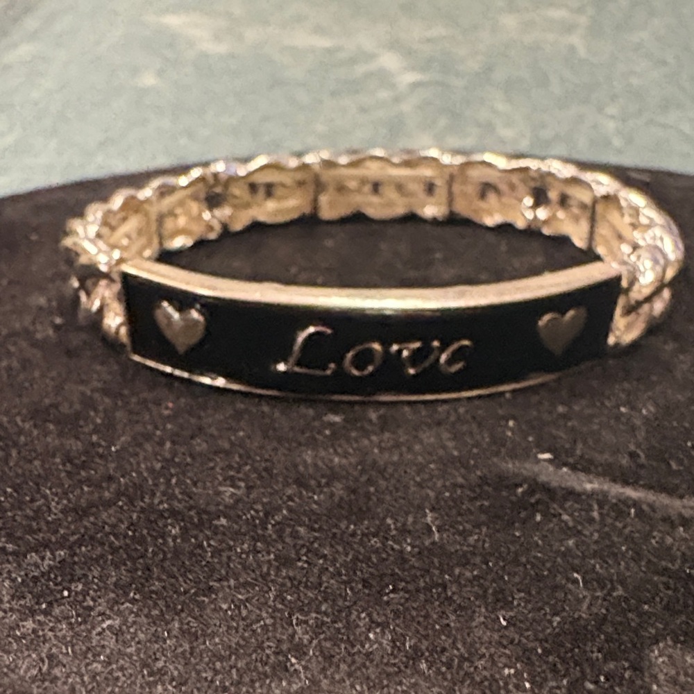 Elegant Black and Silver Love Bracelet